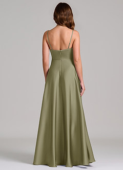 Azazie Amani Bridesmaid Dresses Pistachio A-Line Pleated Stretch Satin Dress image5