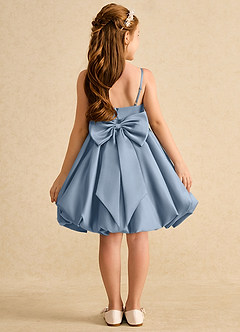 Azazie Davine Flower Girl Dresses Dusty Blue A-Line Spaghetti Strap Matte Satin Dress image8