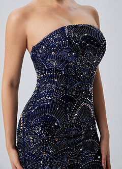 Lucinda Marine Trägerloses, figurbetontes Minikleid mit Fächerpailletten und Schnürung image9