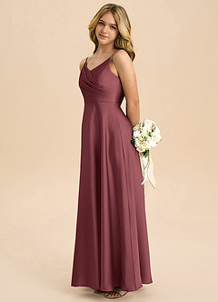 Azazie Bug Junior Abito A-Line in Raso Elasticizzato Plissettato Merlot image7