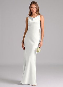 Azazie Allettie Brudepigekjoler Havfrue Stræk satin Gulv-længde Kjole image1