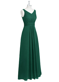Azazie Pierrette Bridesmaid Dresses Emerald A-Line Pleated Chiffon Dress image9