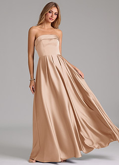 Azazie Lucienne Robes de demoiselle d'honneur Robe Trapèze Convertible en Satin extensible Sans bretelle Rose Perle image8