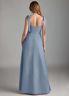 Azazie Lizet Jurken voor bruidsmeisjes Jurk van Chiffon met A-Lijn Sweetheart Halslijn Stoffig Blauw image2