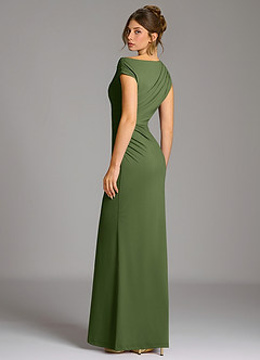 Azazie Nazanin Bridesmaid Dresses Olive Mermaid Off the Shoulder Premium Stretch Jersey Dress image6