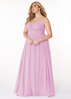 Azazie Rayna Bridesmaid Dresses Candy Pink A-Line V-Neck Pleated Chiffon Dress image9