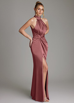 Azazie Gracelynn Robes de demoiselle d'honneur Robe Fourreau en Satin extensible Plissée Améthyste image7