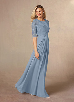 Azazie Barrymore Final Sale Dusty Blue A-Line Scoop lace Chiffon Dress image3