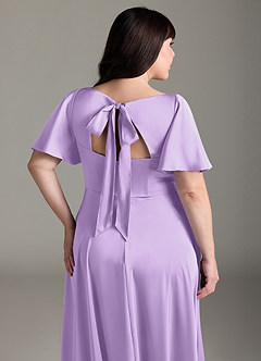 Azazie Kimber Brudtärnklänningar Klänning av A-Line i Stretch Satin Ruched Lila image12