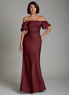 Azazie Lea Brudtärnklänningar Klänning av Sjöjungfru i Stretch Satin Off the shoulder Cabernet Konvertibel image8