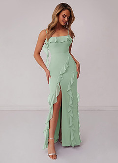 Barbie ♥ Azazie Bridesmaid Dresses Agave Sheath Bow Chiffon Dress image4