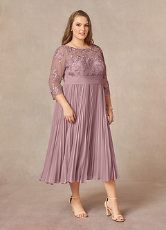 Azazie Tutu Kleider für die Brautmutter A-Linie Bootshals Spitze Chiffon Kleid Altrosa image10