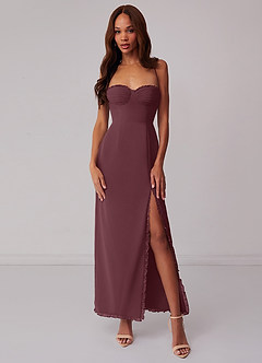 Barbie ♥ Azazie Bridesmaid Dresses Sangria Sheath Corset Chiffon Dress image1