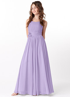 Azazie Astrid Junior Lilac A-Line Floral Chiffon Dress image1