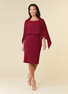 Azazie Maryam Mother of the Bride Dresses Burgundy Sheath Lace Chiffon Dress image1