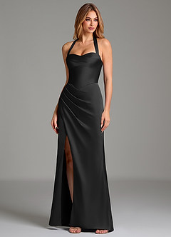 Azazie Serenity Bridesmaid Dresses Black Mermaid Sweetheart Neckline Stretch Satin Dress image4