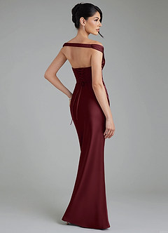 Azazie Stella Bridesmaid Dresses Cabernet Sheath Corset Stretch Satin Convertible Dress image3