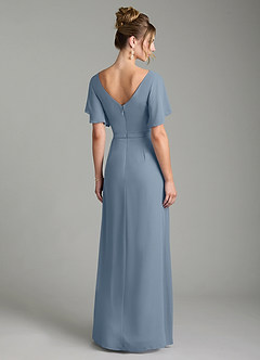 Azazie Ambrosia Bridesmaid Dresses Dusty Blue A-Line Pleated Chiffon Dress image6
