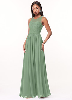 Azazie Nina Bridesmaid Dresses Matcha A-Line Pleated Chiffon Dress image4
