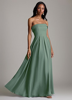 Azazie Lucienne Bridesmaid Dresses Eucalyptus A-Line Strapless Chiffon Convertible Dress image6