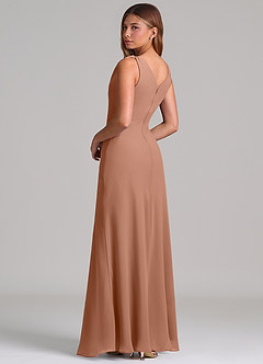 Azazie Nerine 신부 들러리 드레스 A라인 주름진 쉬폰 바닥 길이 드레스 image2