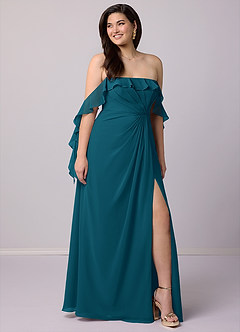 Barbie ♥ Azazie Bridesmaid Dresses Ink Blue A-Line Off the Shoulder Chiffon Convertible Dress image8