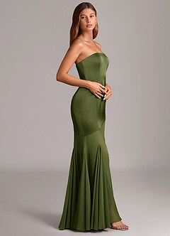 Azazie Uma Bridesmaid Dresses Olive Mermaid Strapless Chiffon Convertible Dress image4