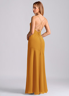 Azazie Grata Brudtärnklänningar Klä av Sjöjungfru i Chiffong Plisserad Knäck image2