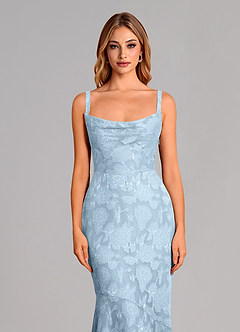 Azazie Aubrey Jurken voor bruidsmeisjes Jurk van Bloemen Burn-out met Zeemeermin Boog Hemelsblauw image6