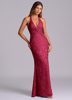 Azazie Valerie Jurken voor thuis passen Jurk van Bloemen Burn-out met Zeemeermin Geplooid Bourgondië image5