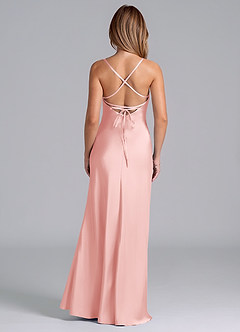 Azazie Seema Bridesmaid Dresses Powder Pink Mermaid Corset Stretch Satin Dress image7