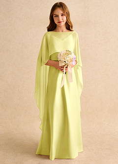 Azazie Fishie Girls Formal Robe Demoiselle D'honneur Fillette Robe Trapèze en Mat Satiné Sorbet Citron image3