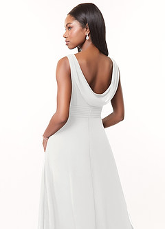 Azazie Karina Bridesmaid Dresses White A-Line Pleated Chiffon Dress image4