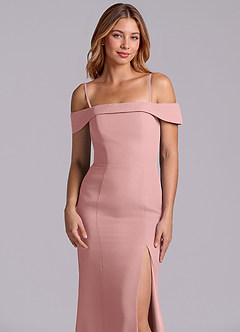Azazie Luciana Bridesmaid Dresses Dusty Rose Sheath Off the Shoulder Chiffon Convertible Dress image7