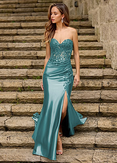 green emerald velvet dress BABARONI Lace and Chiffon Sexy Dress with Slit Dusty Sage, Dusty Sage / US0