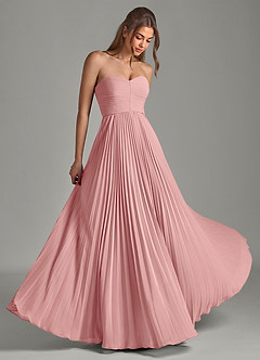 Azazie Chiana Vestidos de madrinha de casamento Vestido Rosa Empoeirada de Chiffon de Linha A com Sem alças image1