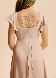 Azazie Bondi Junior English Rose A-Line Side Slit Stretch Satin Dress image6