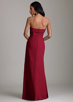 Azazie Aretha Bridesmaid Dresses Burgundy A-Line Strapless Chiffon Dress image2