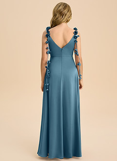 Azazie Gumdrop Junior Bermuda Empire Pleated Stretch Satin Dress image7