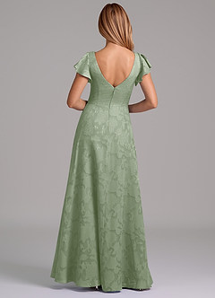 Azazie Omari 신부 들러리 드레스 A라인 주름진 플로럴 번아웃 바닥 길이 드레스 image7