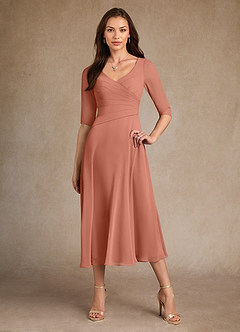 Azazie Durant vestidos de madre de la novia Vestido de Mai Tai de Gasa de Corte En A con Plisado image4
