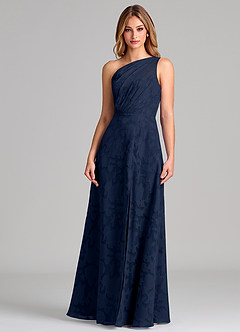 Azazie Phaedra Suknie dla druhen Linia A Jedno ramię Kwiatowe wypalenie Do ziemi Sukienka image5