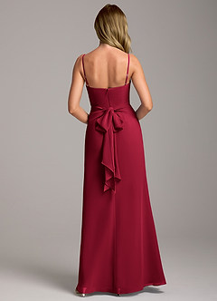 Azazie Tahlia Bridesmaid Dresses Burgundy A-Line with Belt Chiffon Dress image6