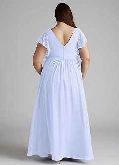 Azazie Zella Robes de demoiselle d'honneur Robe Trapèze en Mousseline de soie Dentelle Lavande image4
