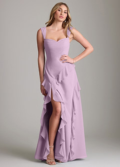 Azazie Sloane Vestidos de damas de honor Vestido de Glicinia de Gasa de Corte en A con Escote de Corazón image3