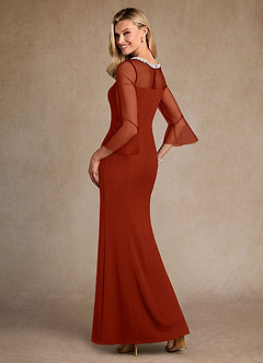 Azazie Bellevie 신부의 어머니 드레스 쉬스 구슬 스트레치 크레이프 플로어 길이 드레스 image3