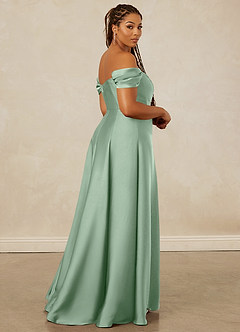 Christian Siriano Bridal for Azazie 1002 Robes de demoiselle d'honneur Robe Trapèze Convertible en Satin extensible Épaule décolletée Agave image15