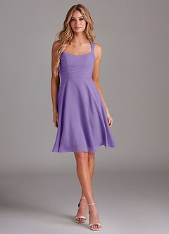Azazie Vina Bridesmaid Dresses Tahiti A-Line Lace Chiffon Dress image3