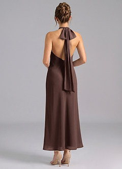 Azazie Velli Brautjungfernkleider Meerjungfrau-Linie Hoher Kragen Chiffon Kleid Ganache image2