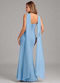 Azazie Kinsley Bridesmaid Dresses Powder Blue Mermaid Pleated Chiffon Dress image2